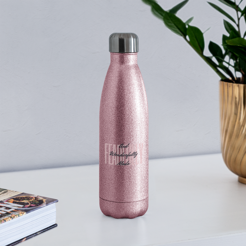 Wonderfully Made Insulated Stainless Steel Water Bottle - pink glitter