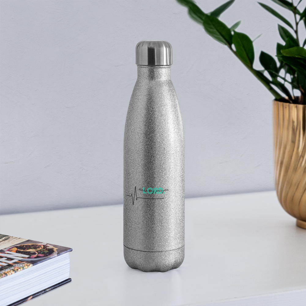 Hear My Prayer Insulated Stainless Steel Water Bottle - silver glitter