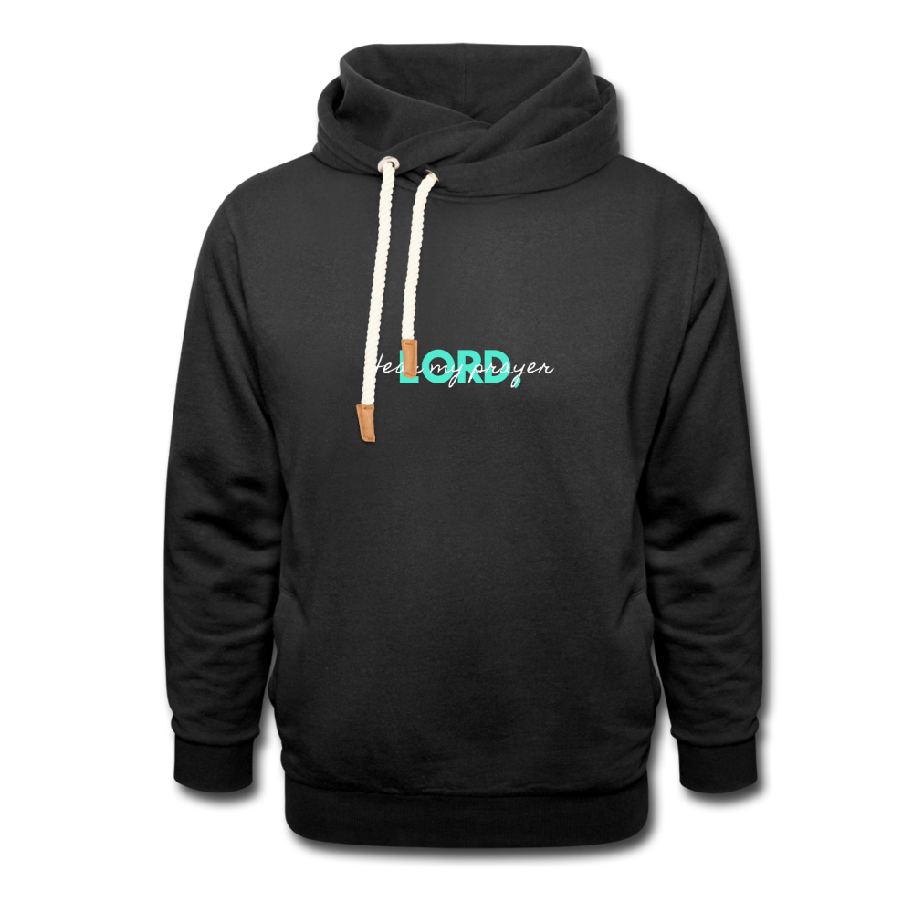 Hear My Prayer Shawl Collar Hoodie - black