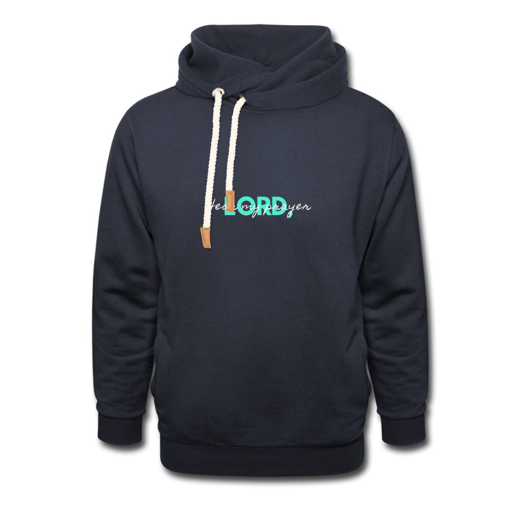 Hear My Prayer Shawl Collar Hoodie - navy