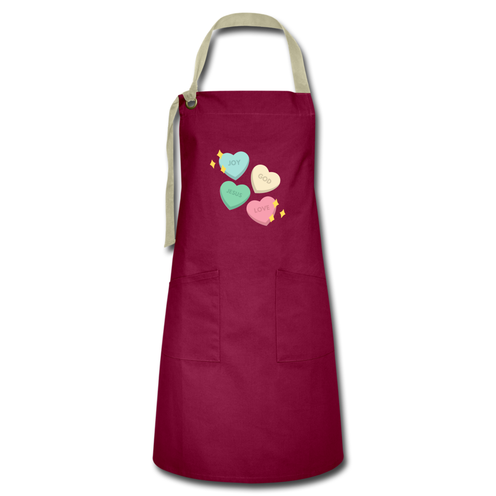 Heart of God Artisan Apron - burgundy/khaki