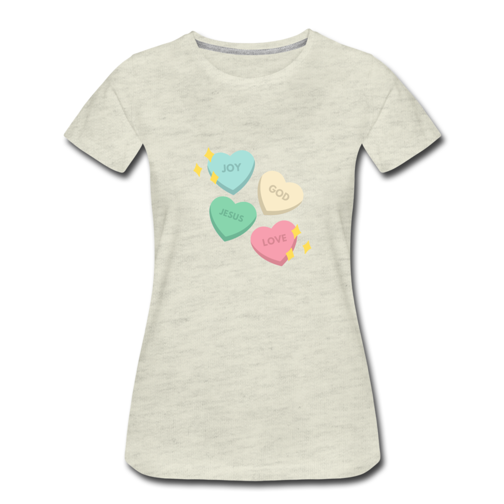 Heart of God Women’s Premium T-Shirt - heather oatmeal