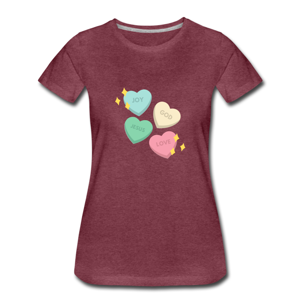Heart of God Women’s Premium T-Shirt - heather burgundy