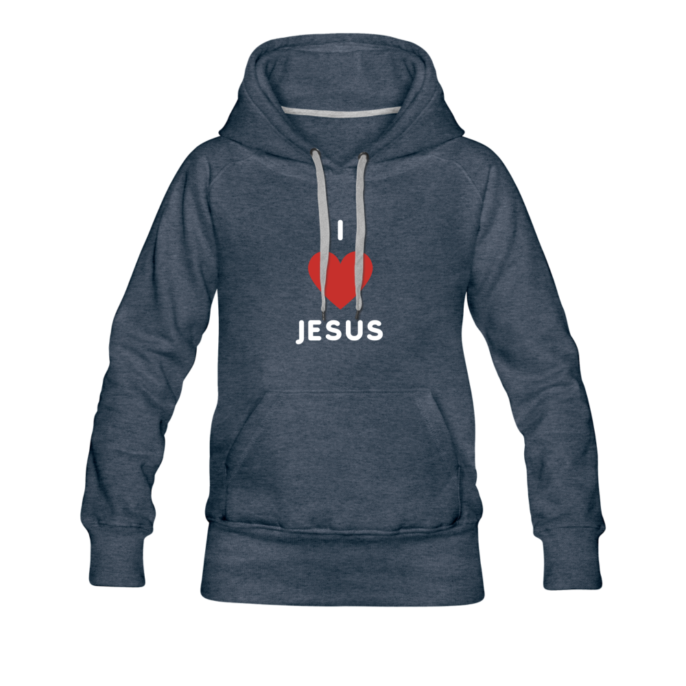 I 💗 Jesus Women’s Premium Hoodie - heather denim