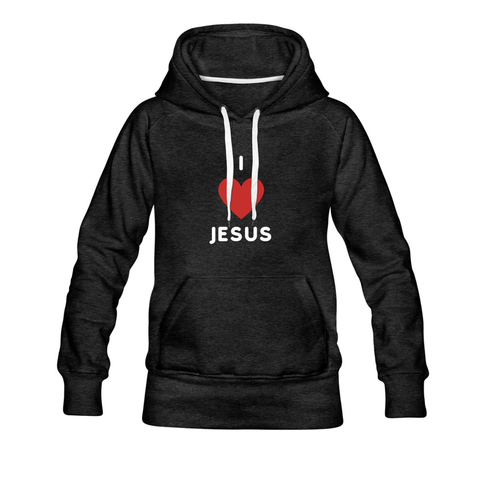 I 💗 Jesus Women’s Premium Hoodie - charcoal gray