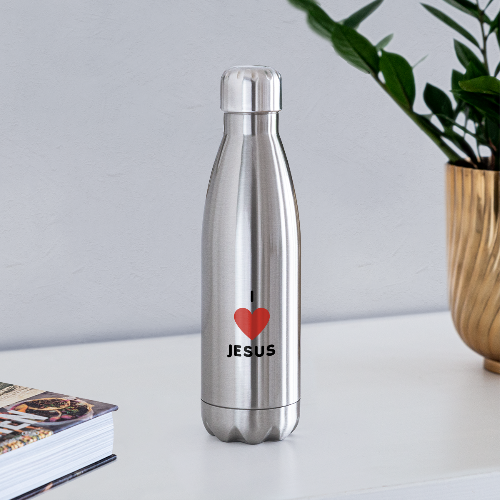 I 💗 Jesus Insulated Stainless Steel Water Bottle - silver