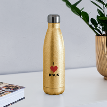 Load image into Gallery viewer, I 💗 Jesus Insulated Stainless Steel Water Bottle - gold glitter
