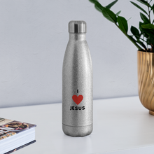 Load image into Gallery viewer, I 💗 Jesus Insulated Stainless Steel Water Bottle - silver glitter
