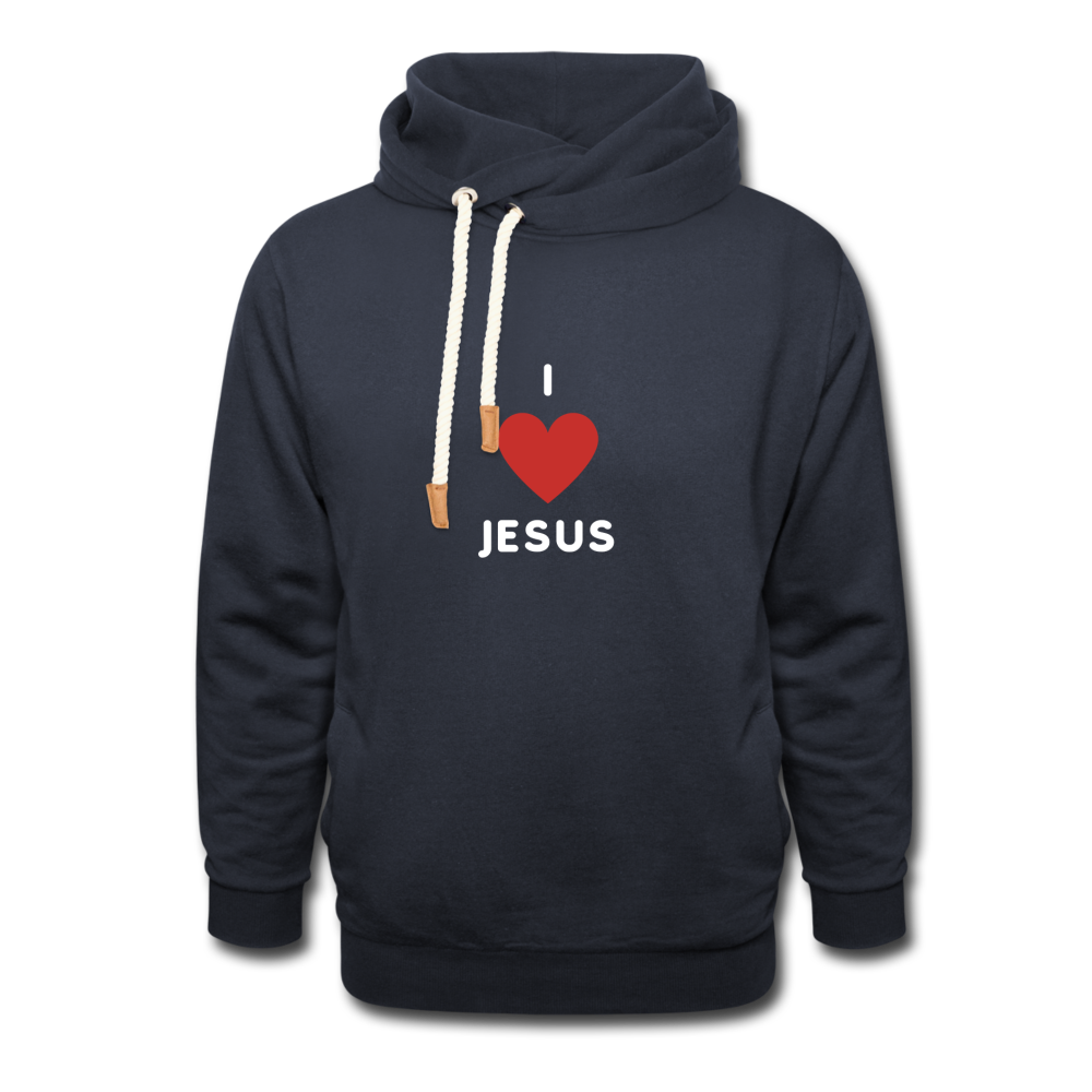 I 💗 Jesus Shawl Collar Hoodie - navy