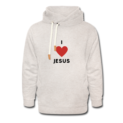 I 💗 Jesus Shawl Collar Hoodie - heather oatmeal