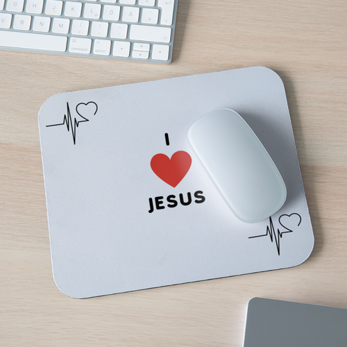 I 💗 Jesus Mouse pad Horizontal - white