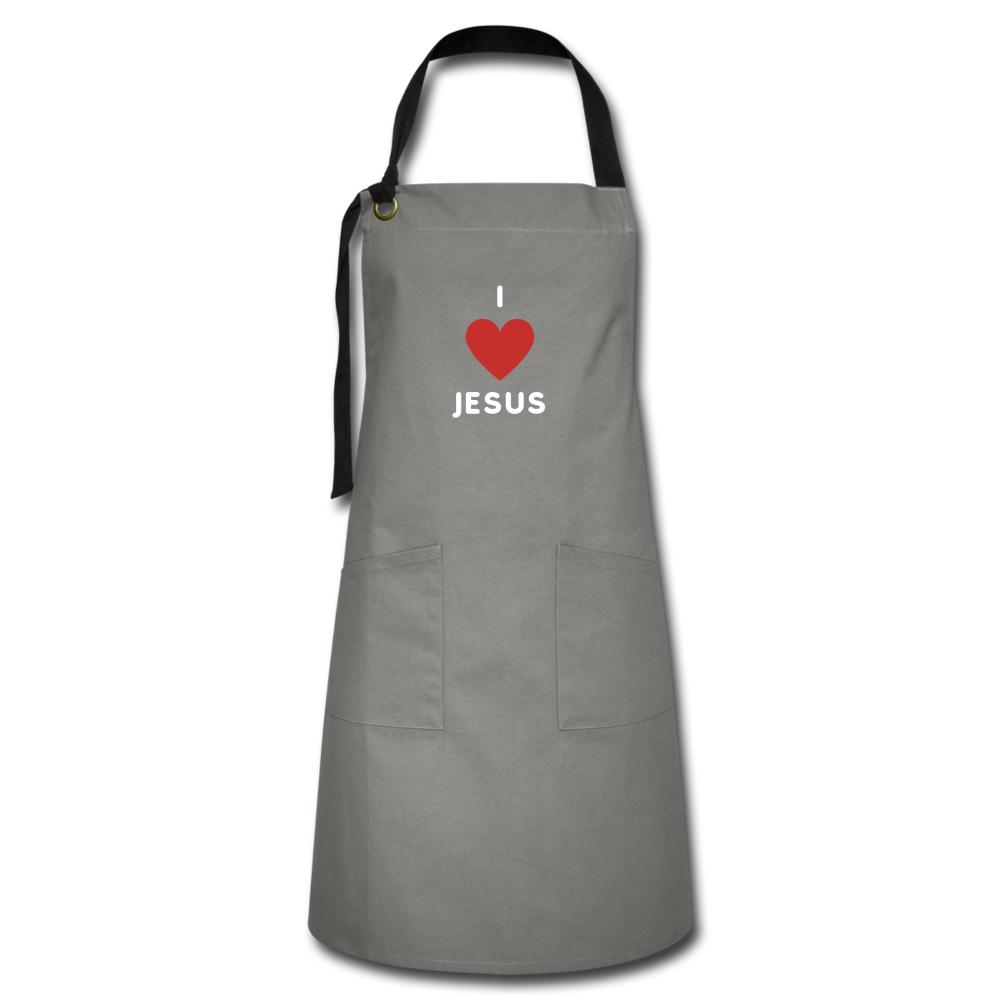 I 💗 Jesus Artisan Apron - gray/black
