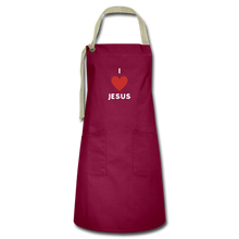 Load image into Gallery viewer, I 💗 Jesus Artisan Apron - burgundy/khaki
