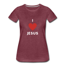 Load image into Gallery viewer, I 💗 Jesus Women’s Premium T-Shirt - heather burgundy
