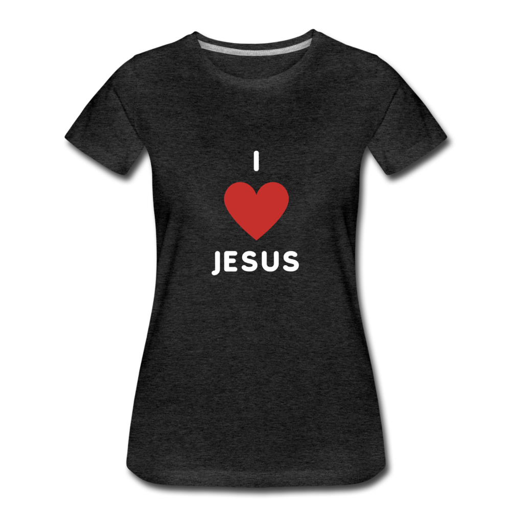 I 💗 Jesus Women’s Premium T-Shirt - charcoal gray