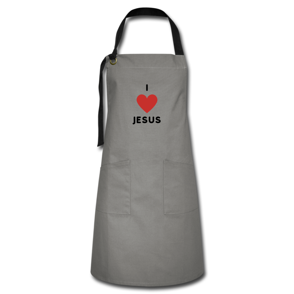 I 💗 Jesus Artisan Apron - gray/black