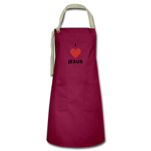 Load image into Gallery viewer, I 💗 Jesus Artisan Apron - burgundy/khaki
