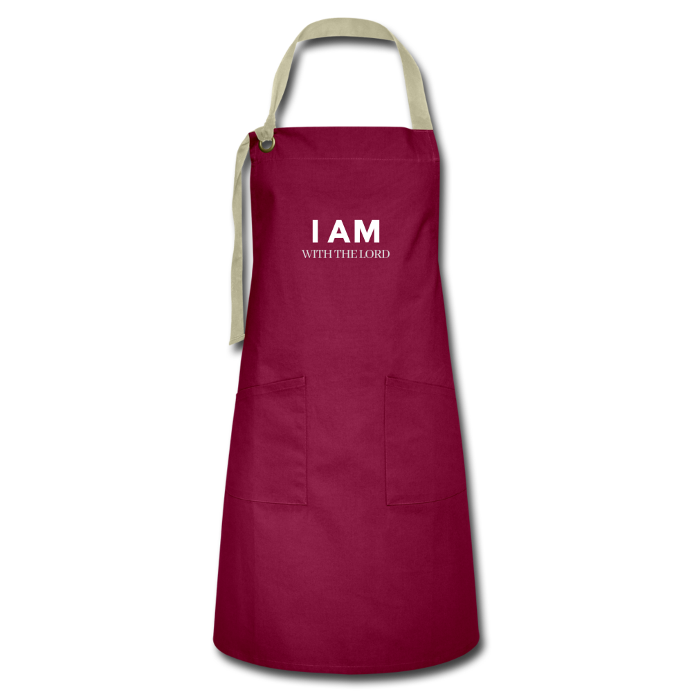 I Am With The Lord Artisan Apron - burgundy/khaki