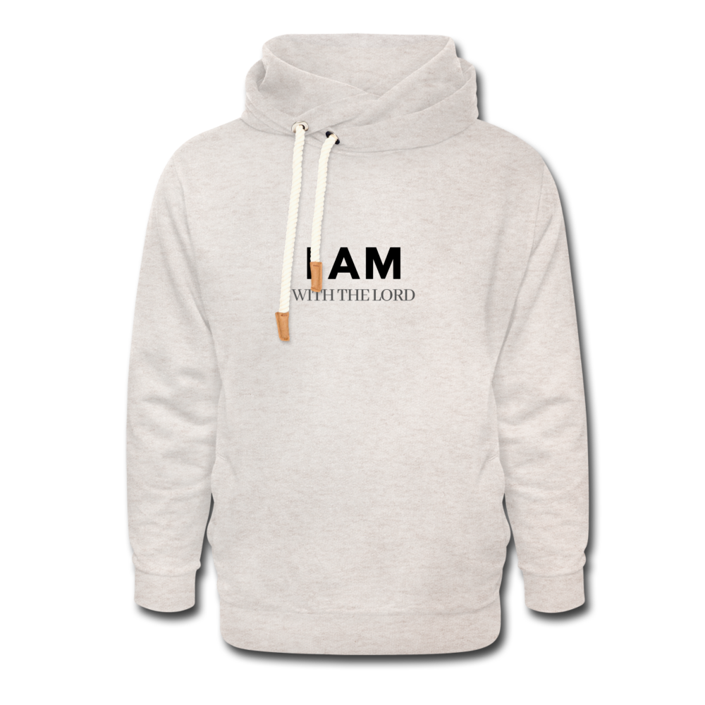 I Am With The Lord Shawl Collar Hoodie - heather oatmeal