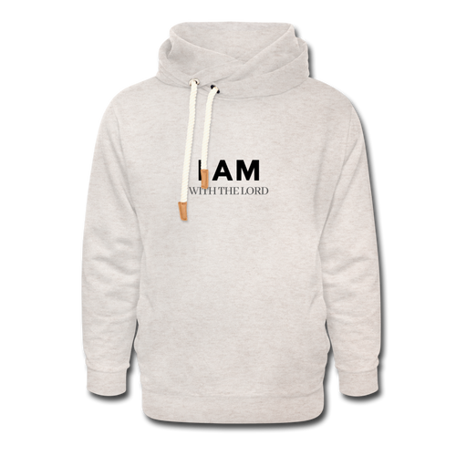 I Am With The Lord Shawl Collar Hoodie - heather oatmeal