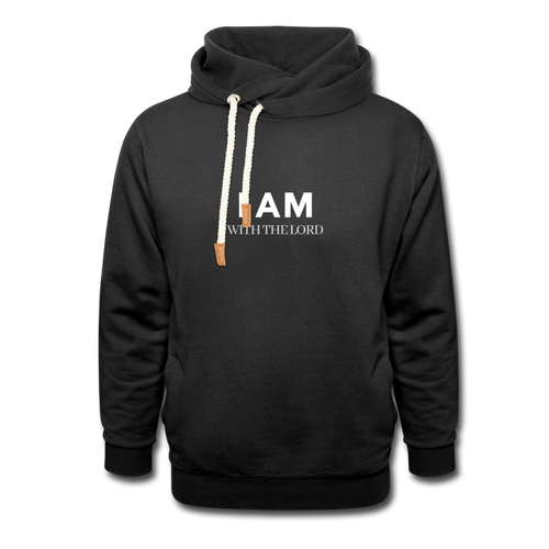 I Am With The Lord Shawl Collar Hoodie - black