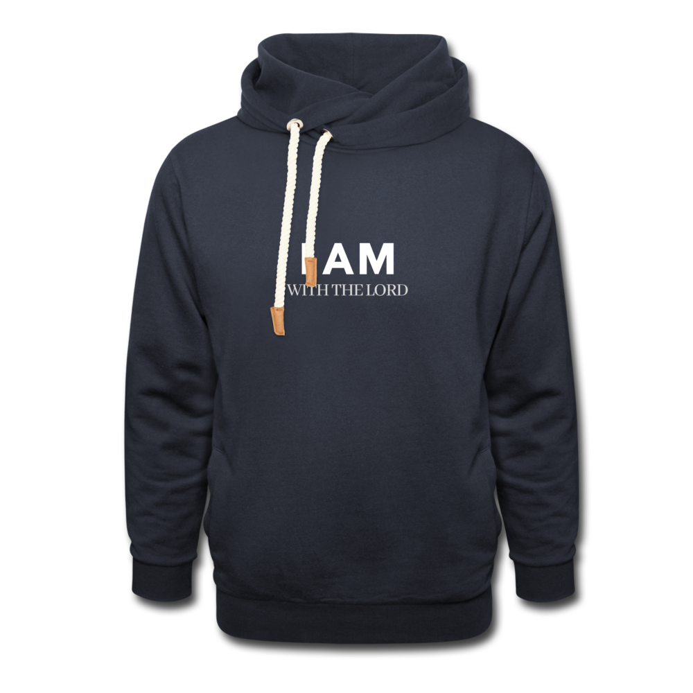 I Am With The Lord Shawl Collar Hoodie - navy
