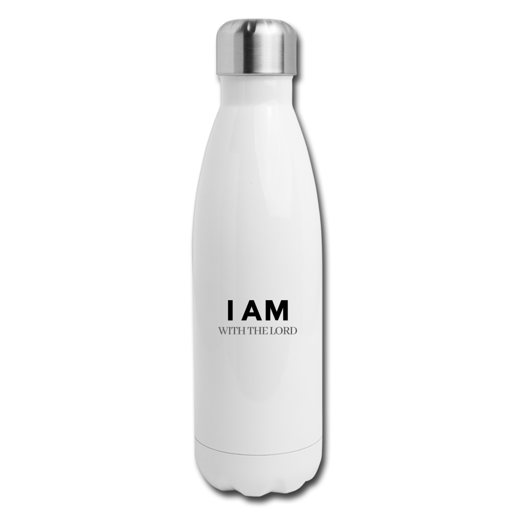 I Am With The Lord Insulated Stainless Steel Water Bottle - white
