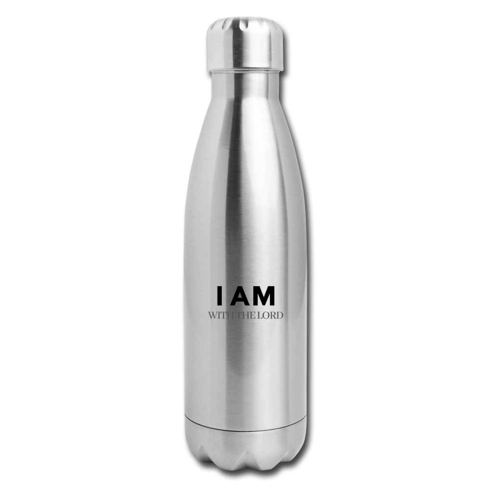 I Am With The Lord Insulated Stainless Steel Water Bottle - silver