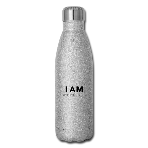 I Am With The Lord Insulated Stainless Steel Water Bottle - silver glitter