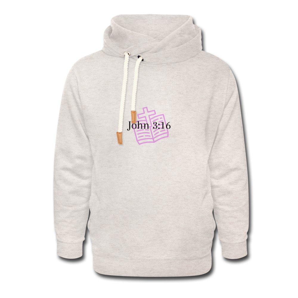 John 3:16 Shawl Collar Hoodie - heather oatmeal