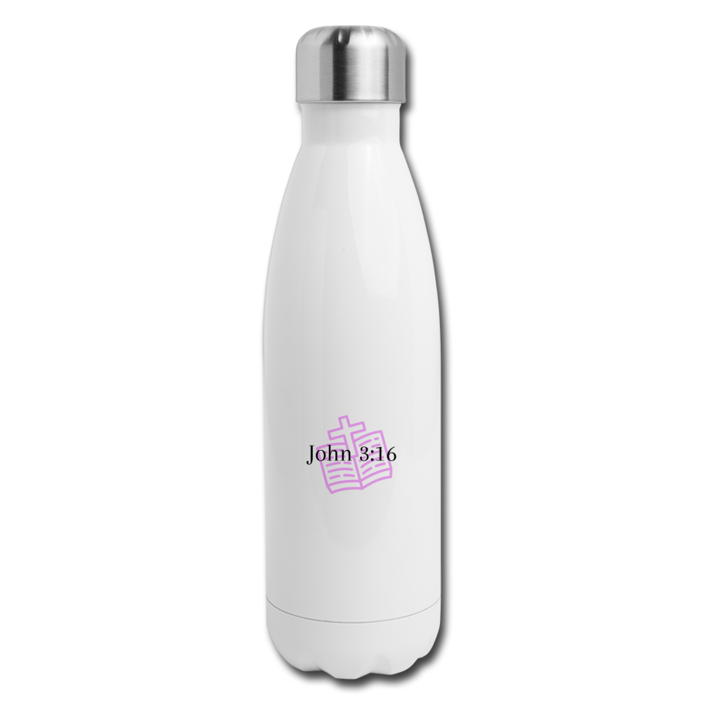 John 3:16 Insulated Stainless Steel Water Bottle - white