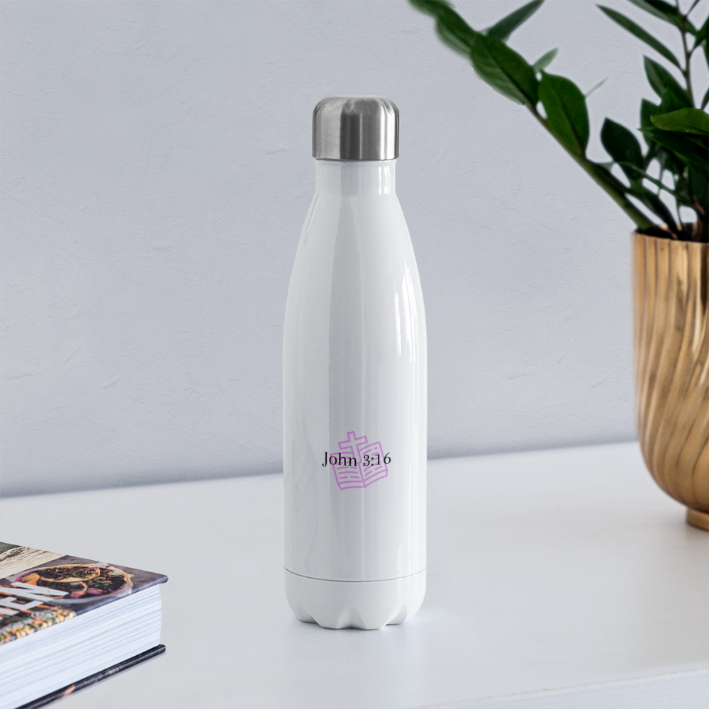 John 3:16 Insulated Stainless Steel Water Bottle - white
