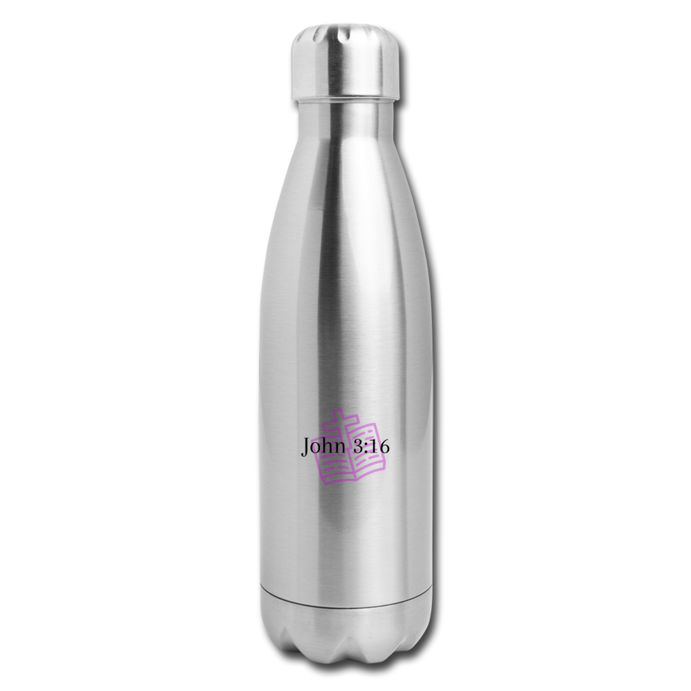 John 3:16 Insulated Stainless Steel Water Bottle - silver