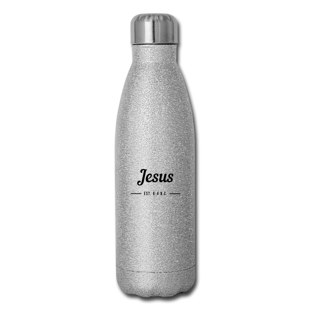 Jesus Insulated Stainless Steel Water Bottle - silver glitter