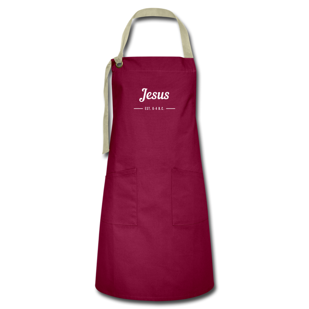 Jesus Est. Artisan Apron - burgundy/khaki