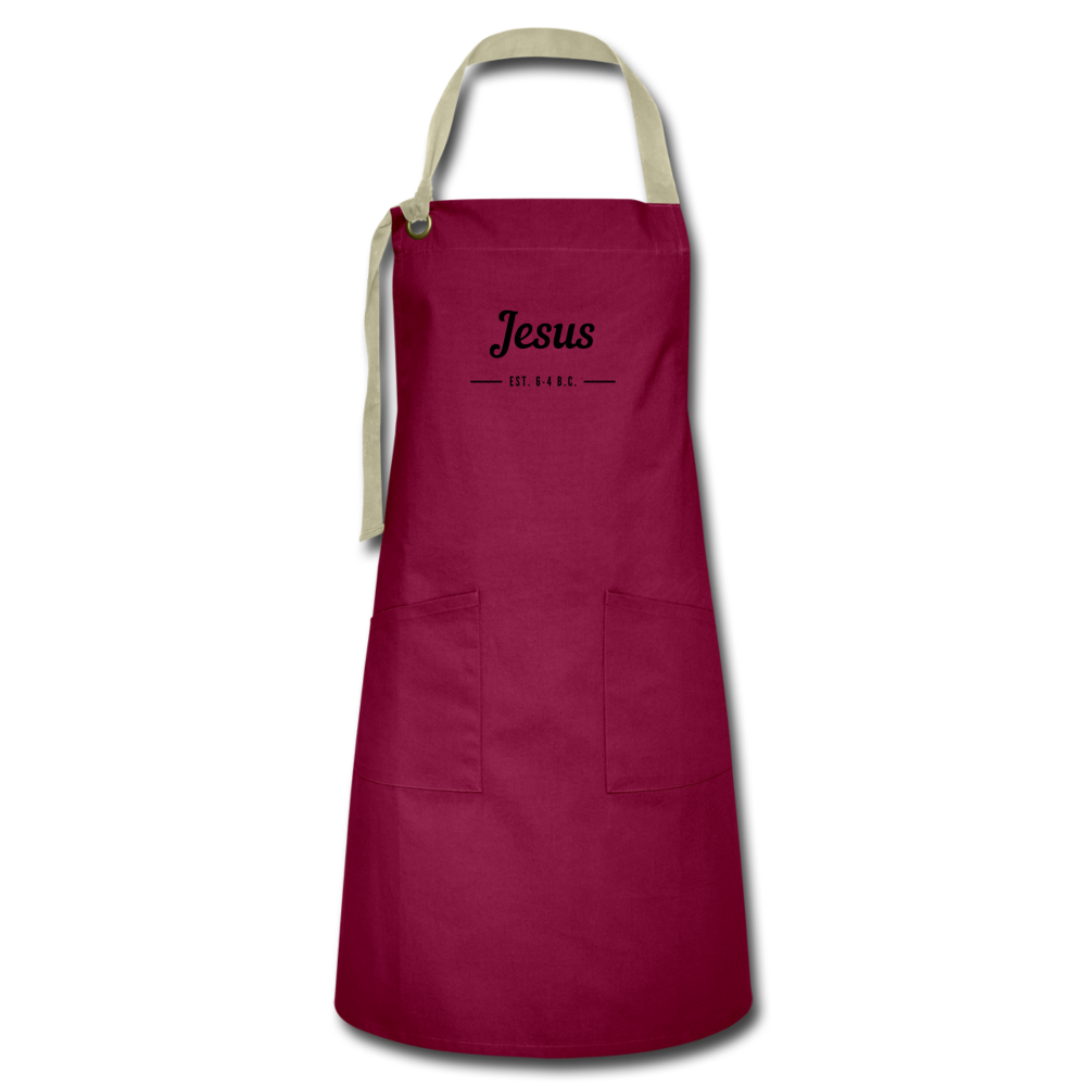 Jesus Est. Artisan Apron - burgundy/khaki