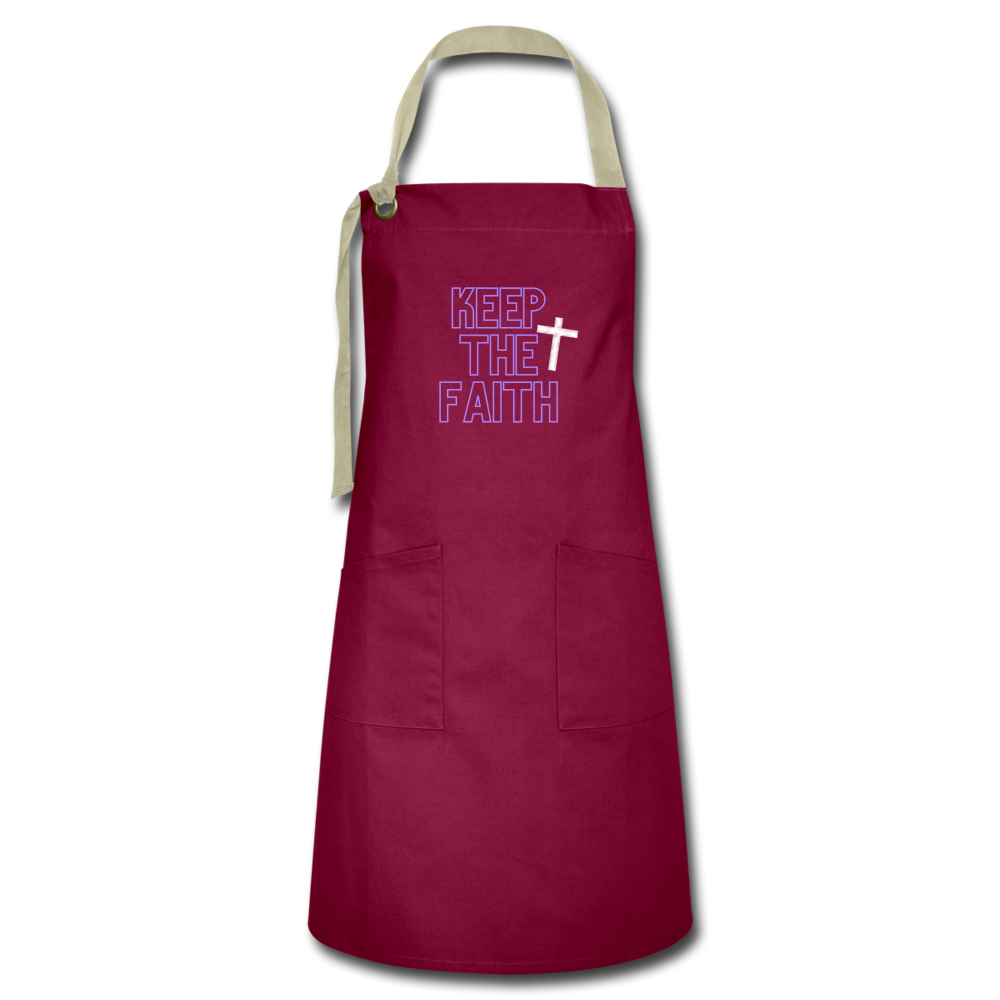 Keep The Faith Artisan Apron - burgundy/khaki