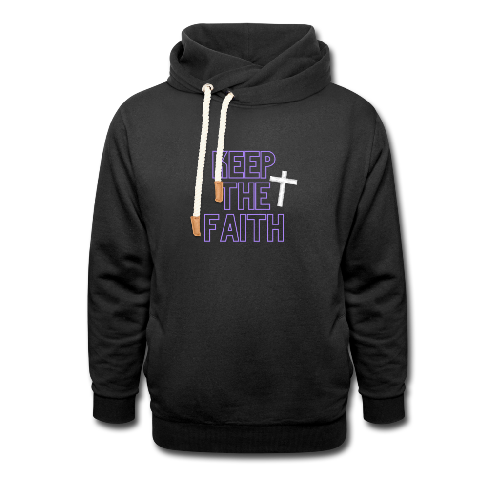 Keep The Faith Shawl Collar Hoodie - black