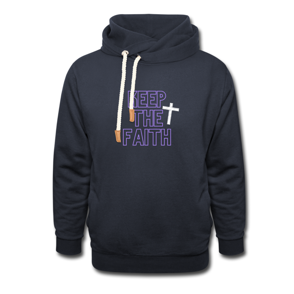 Keep The Faith Shawl Collar Hoodie - navy