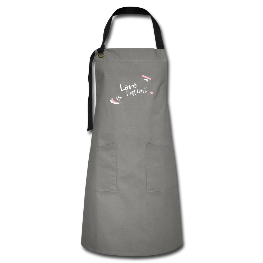 Love is Patient Artisan Apron - gray/black