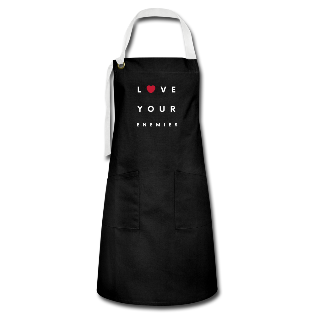 Love Your Enemies Artisan Apron - black/white