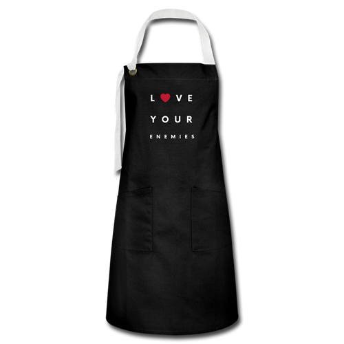 Love Your Enemies Artisan Apron - black/white