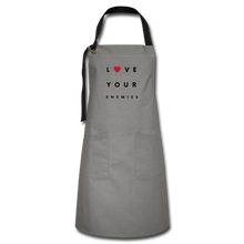 Load image into Gallery viewer, Love Your Enemies Artisan Apron - gray/black
