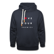 Load image into Gallery viewer, Love Your Enemies Shawl Collar Hoodie - navy
