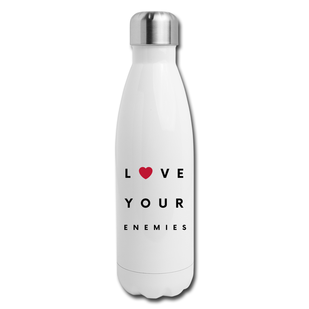 Love Your Enemies Insulated Stainless Steel Water Bottle - white