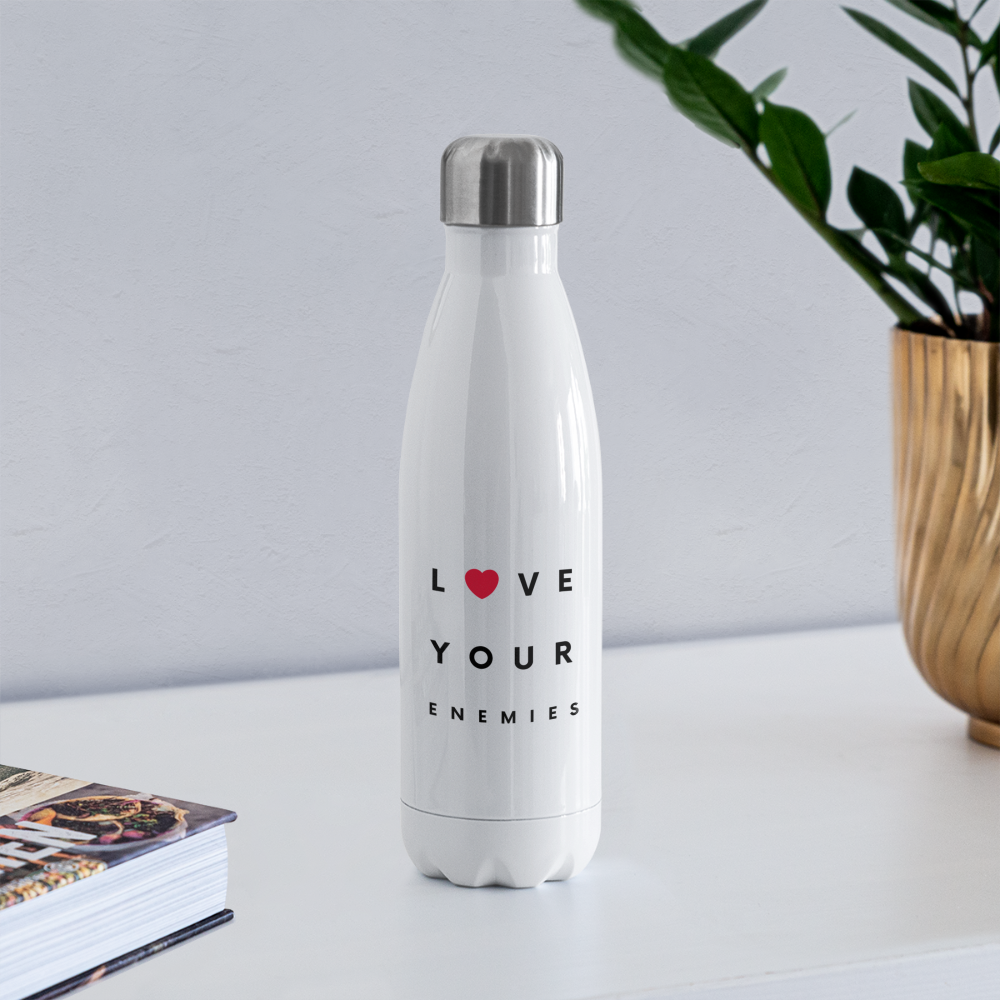 Love Your Enemies Insulated Stainless Steel Water Bottle - white