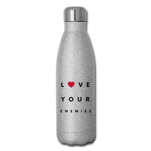 Load image into Gallery viewer, Love Your Enemies Insulated Stainless Steel Water Bottle - silver glitter
