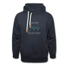 Load image into Gallery viewer, Praise Jesus (For He is Good) Shawl Collar Hoodie - navy
