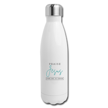 Load image into Gallery viewer, Praise Jesus (For He is Good) Insulated Stainless Steel Water Bottle - white
