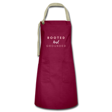 Load image into Gallery viewer, Rooted and Grounded Artisan Apron - burgundy/khaki
